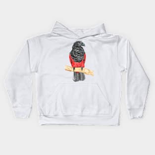 dracula parrot watercolor Kids Hoodie